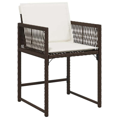 Garden Chairs with Cushions 4 pcs Brown Poly Rattan