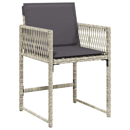 Garden Chairs with Cushions 4 pcs Light Grey Poly Rattan