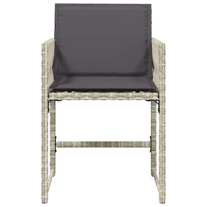 Garden Chairs with Cushions 4 pcs Light Grey Poly Rattan