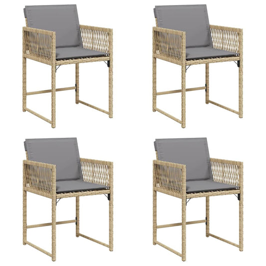 Garden Chairs with Cushions 4 pcs Mix Beige Poly Rattan