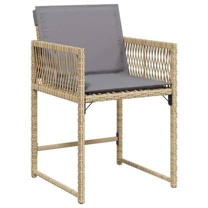Garden Chairs with Cushions 4 pcs Mix Beige Poly Rattan