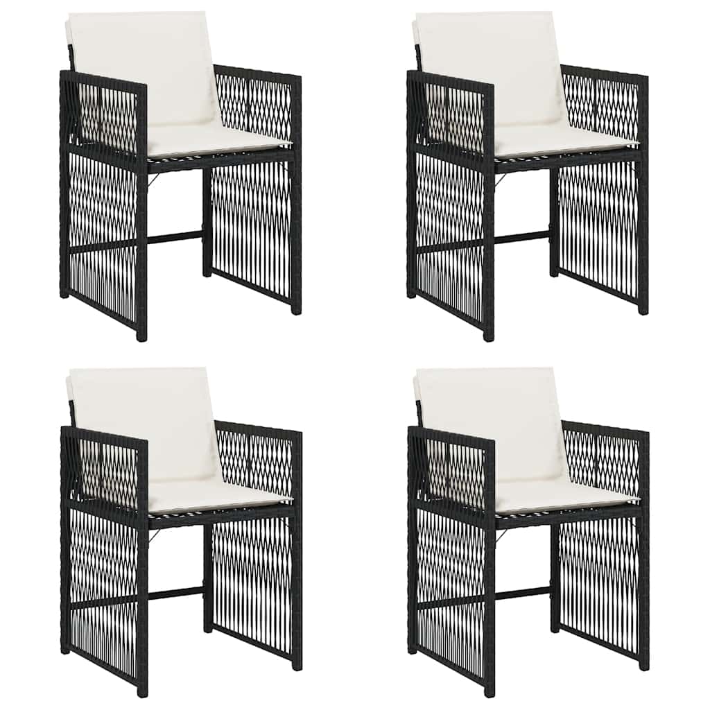 Garden Chair Set of 4 Black PE Rattan Standard Foldable