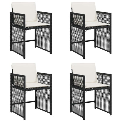 Garden Chair Set of 4 Black PE Rattan Standard Foldable