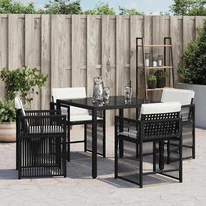 Garden Chair Set of 4 Black PE Rattan Standard Foldable