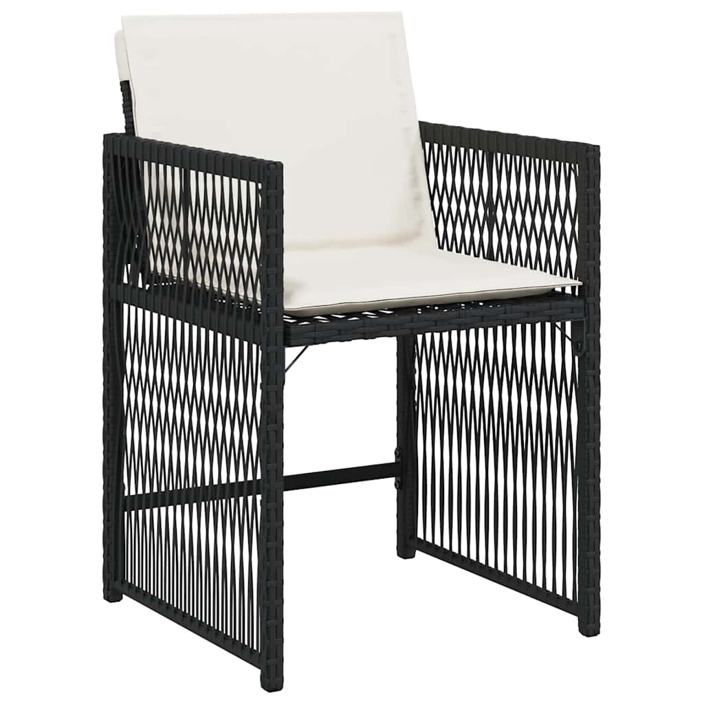 Garden Chair Set of 4 Black PE Rattan Standard Foldable