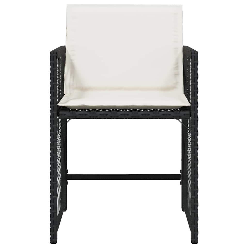 Garden Chair Set of 4 Black PE Rattan Standard Foldable