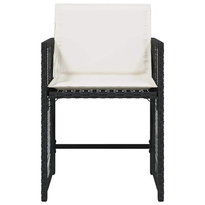Garden Chair Set of 4 Black PE Rattan Standard Foldable