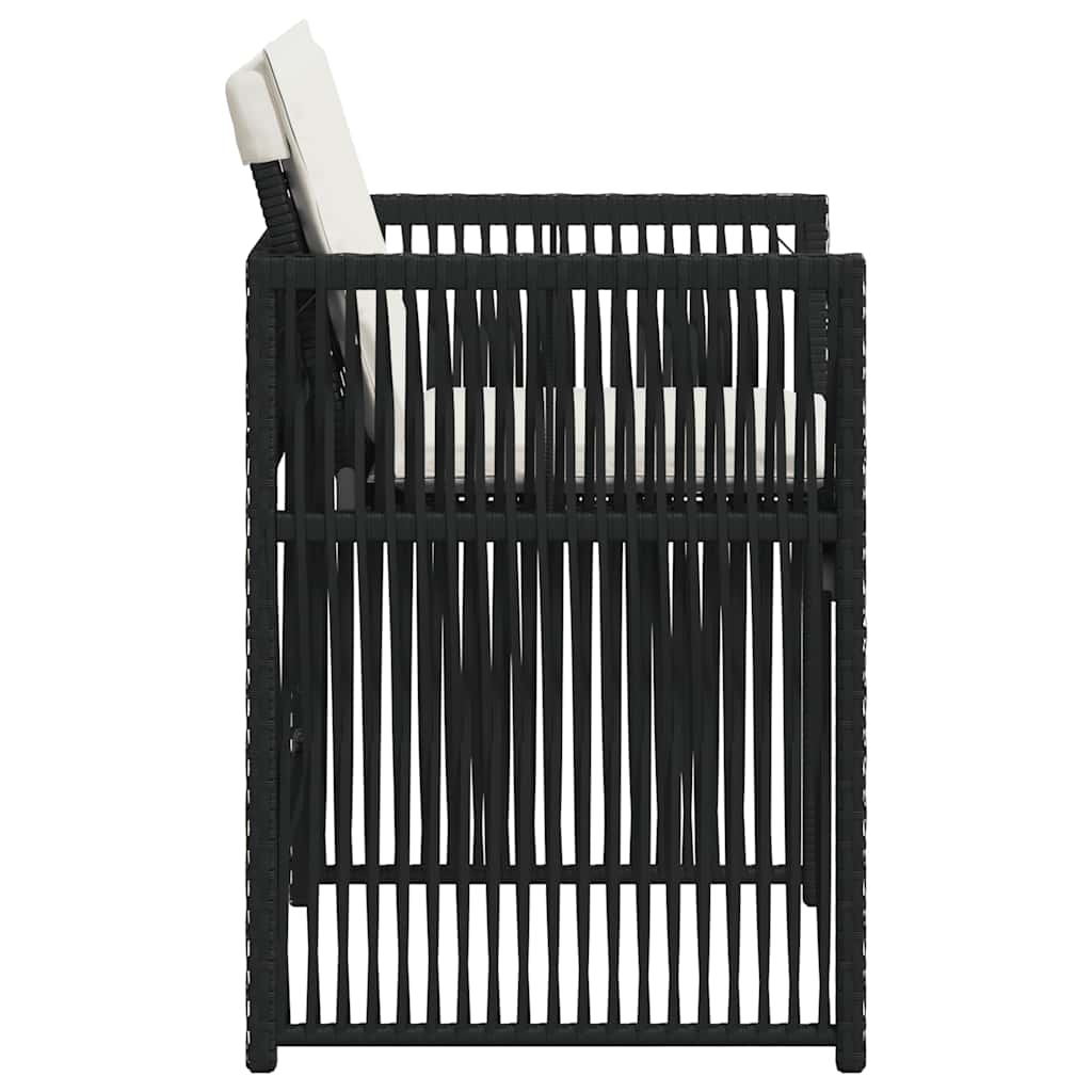 Garden Chair Set of 4 Black PE Rattan Standard Foldable