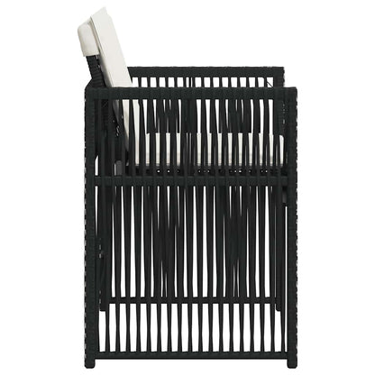 Garden Chair Set of 4 Black PE Rattan Standard Foldable
