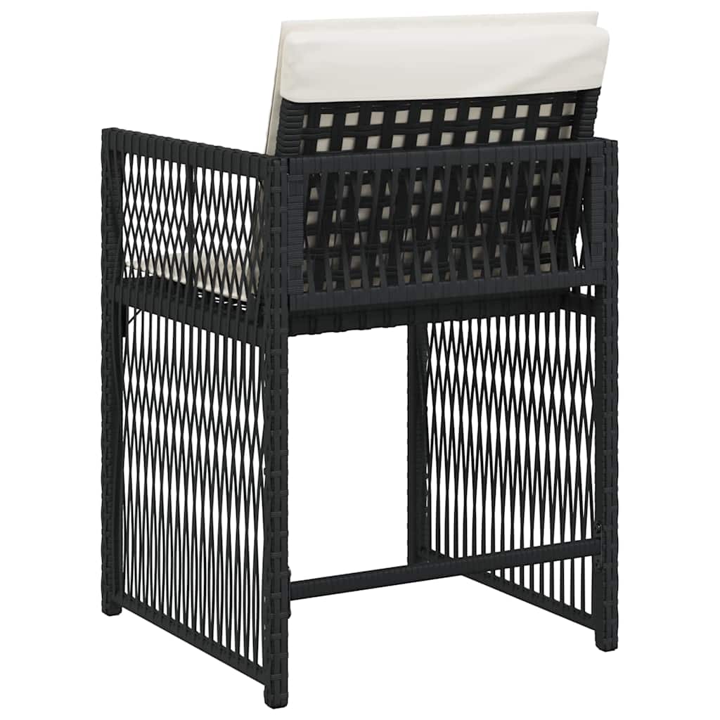 Garden Chair Set of 4 Black PE Rattan Standard Foldable