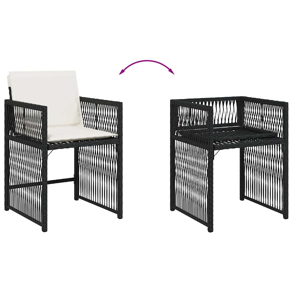 Garden Chair Set of 4 Black PE Rattan Standard Foldable