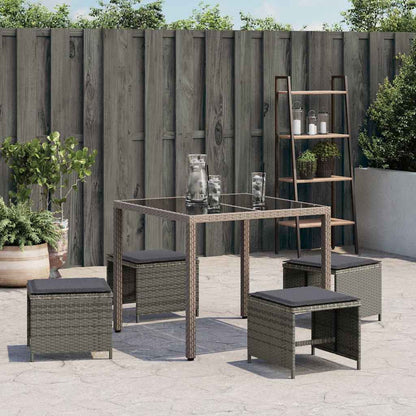 Garden Stools with Cushions 4 pcs Grey 41x41x36 cm Poly Rattan