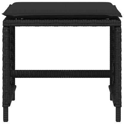 Garden Stools with Cushions 4 pcs Black 41x41x36 cm Poly Rattan