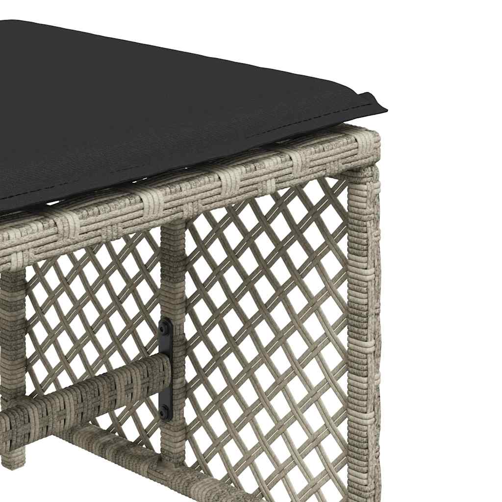 Garden Stools with Cushions 4 pcs Light Grey 41x41x36 cm Poly Rattan