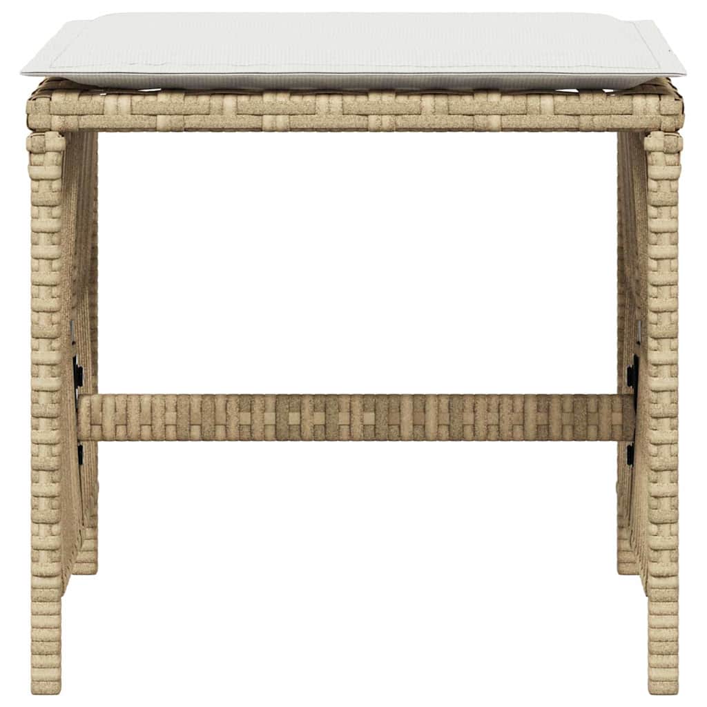 Garden Stools with Cushions 4 pcs Beige 41x41x36 cm Poly Rattan