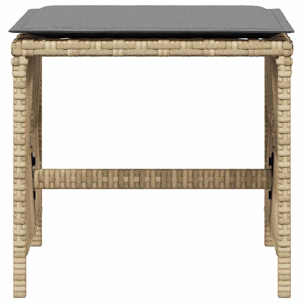 Garden Stools with Cushions 4 pcs Mix Beige 41x41x36 cm Poly Rattan