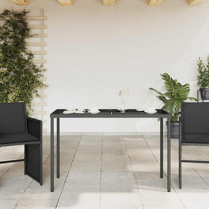 Garden Table | Black | Poly Rattan, Powder-Coated Steel, Tempered Glass