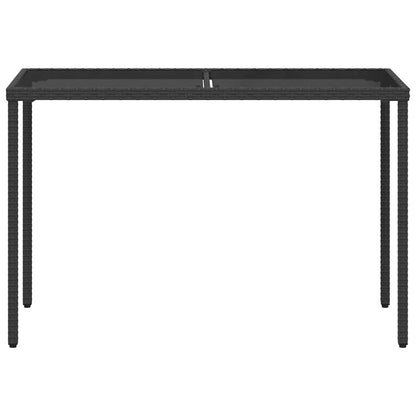 Garden Table | Black | Poly Rattan, Powder-Coated Steel, Tempered Glass