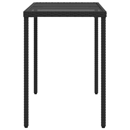 Garden Table | Black | Poly Rattan, Powder-Coated Steel, Tempered Glass
