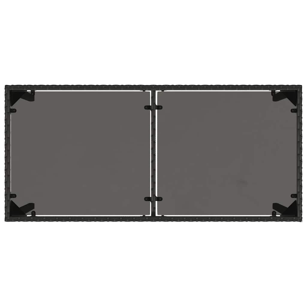 Garden Table | Black | Poly Rattan, Powder-Coated Steel, Tempered Glass