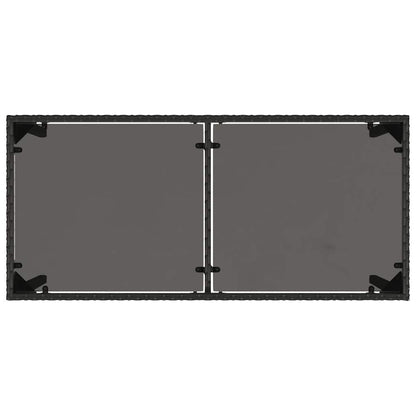 Garden Table | Black | Poly Rattan, Powder-Coated Steel, Tempered Glass
