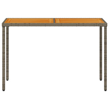 Garden Table with Acacia Wood Top Grey 115x54x74 cm Poly Rattan