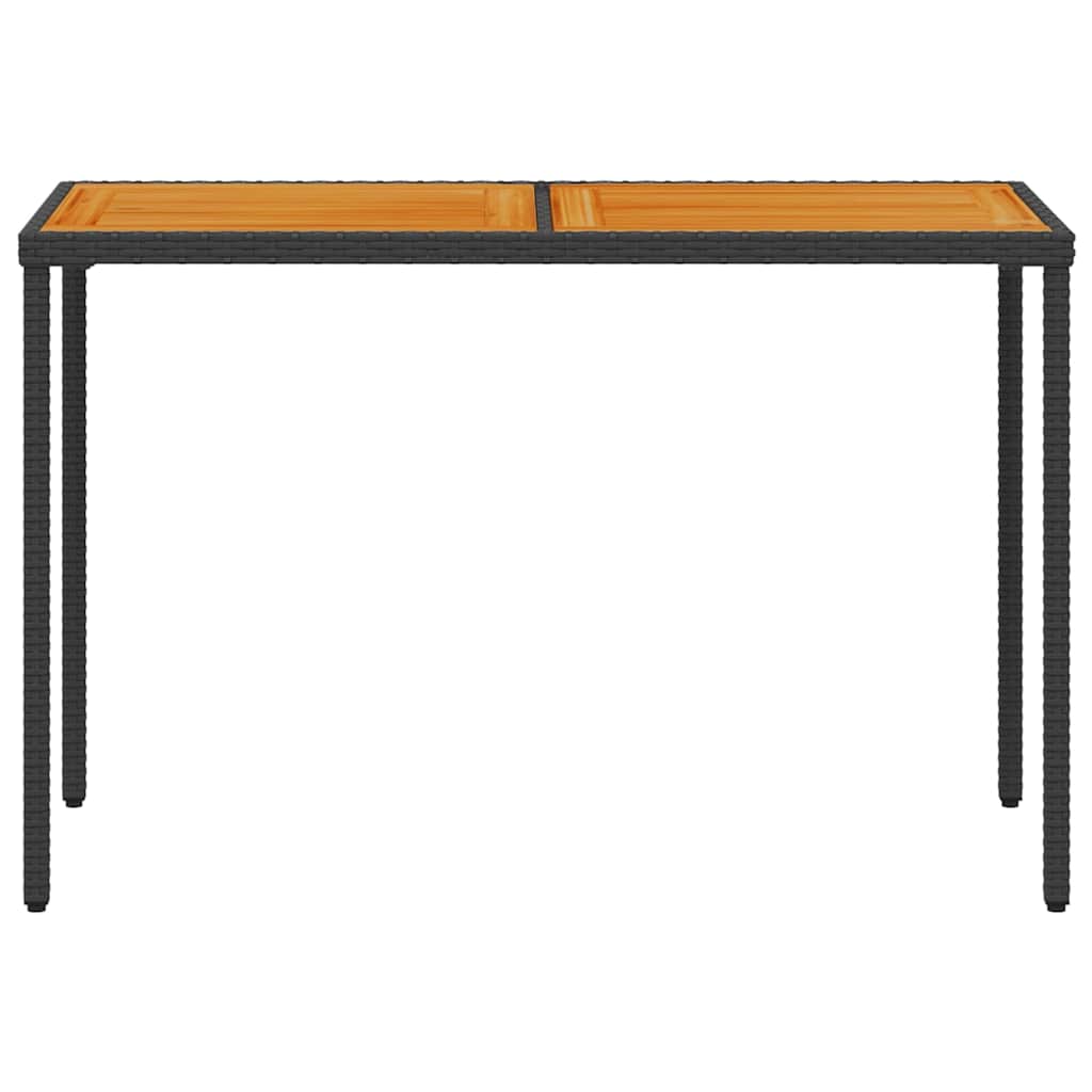 Garden Table | Black | PE rattan, powder-coated steel, solid acacia wood