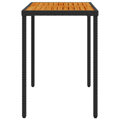 Garden Table | Black | PE rattan, powder-coated steel, solid acacia wood