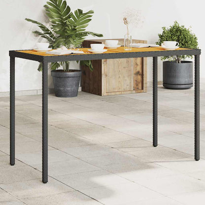 Garden Table | Black | PE rattan, powder-coated steel, solid acacia wood