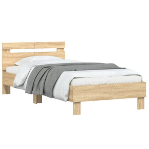 Bed Frame with Headboard Sonoma Oak 100x200 cm Engineered wood