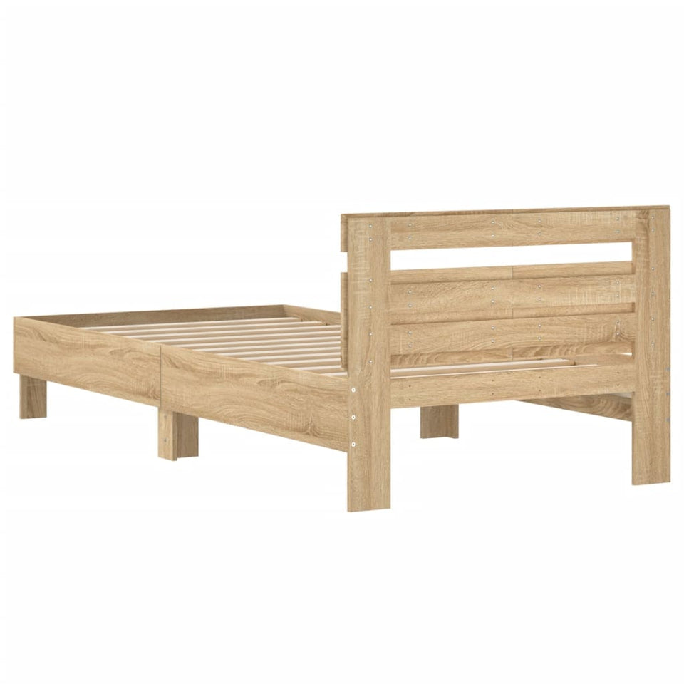 Bed Frame with Headboard Sonoma Oak 100x200 cm Engineered wood