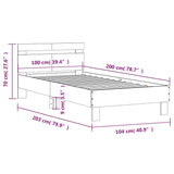 Bed Frame with Headboard Sonoma Oak 100x200 cm Engineered wood