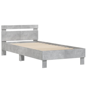 Bed Frame with Headboard Concrete Grey 100x200 cm Engineered wood