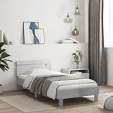 Bed Frame with Headboard Concrete Grey 100x200 cm Engineered wood