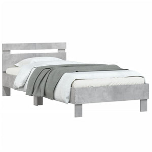 Bed Frame with Headboard Concrete Grey 100x200 cm Engineered wood