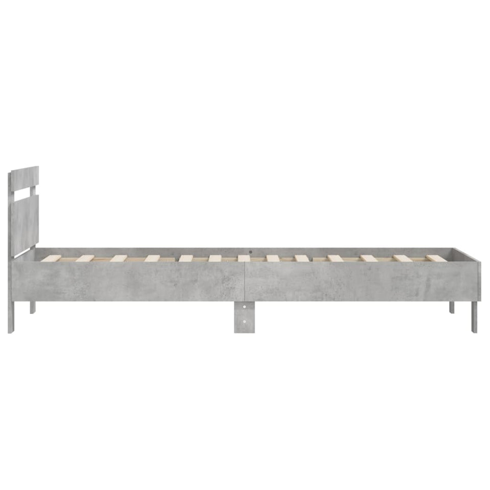 Bed Frame with Headboard Concrete Grey 100x200 cm Engineered wood