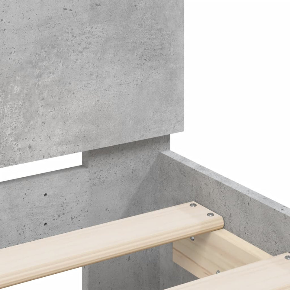 Bed Frame with Headboard Concrete Grey 100x200 cm Engineered wood