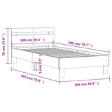 Bed Frame with Headboard Concrete Grey 100x200 cm Engineered wood