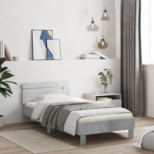 Bed Frame without Mattress with Headboard Concrete Grey 100x200 cm