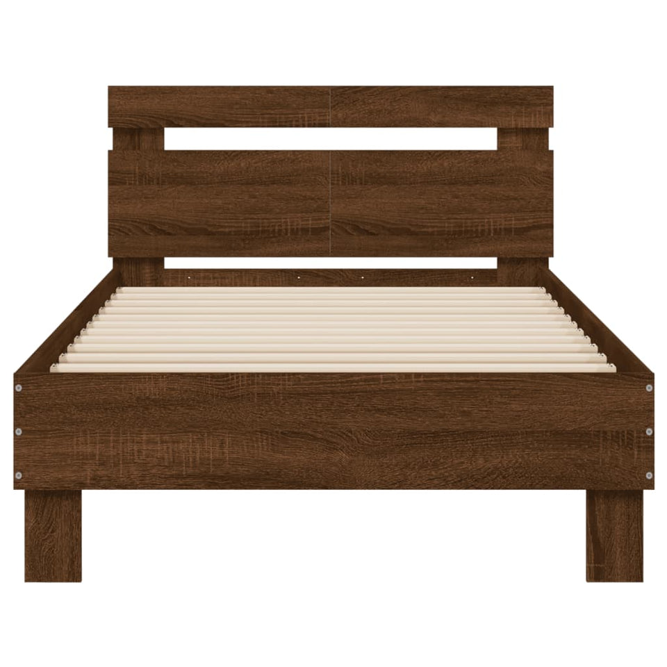 Bed Frame with Headboard Brown Oak 100x200 cm Engineered wood