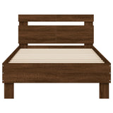 Bed Frame with Headboard Brown Oak 100x200 cm Engineered wood