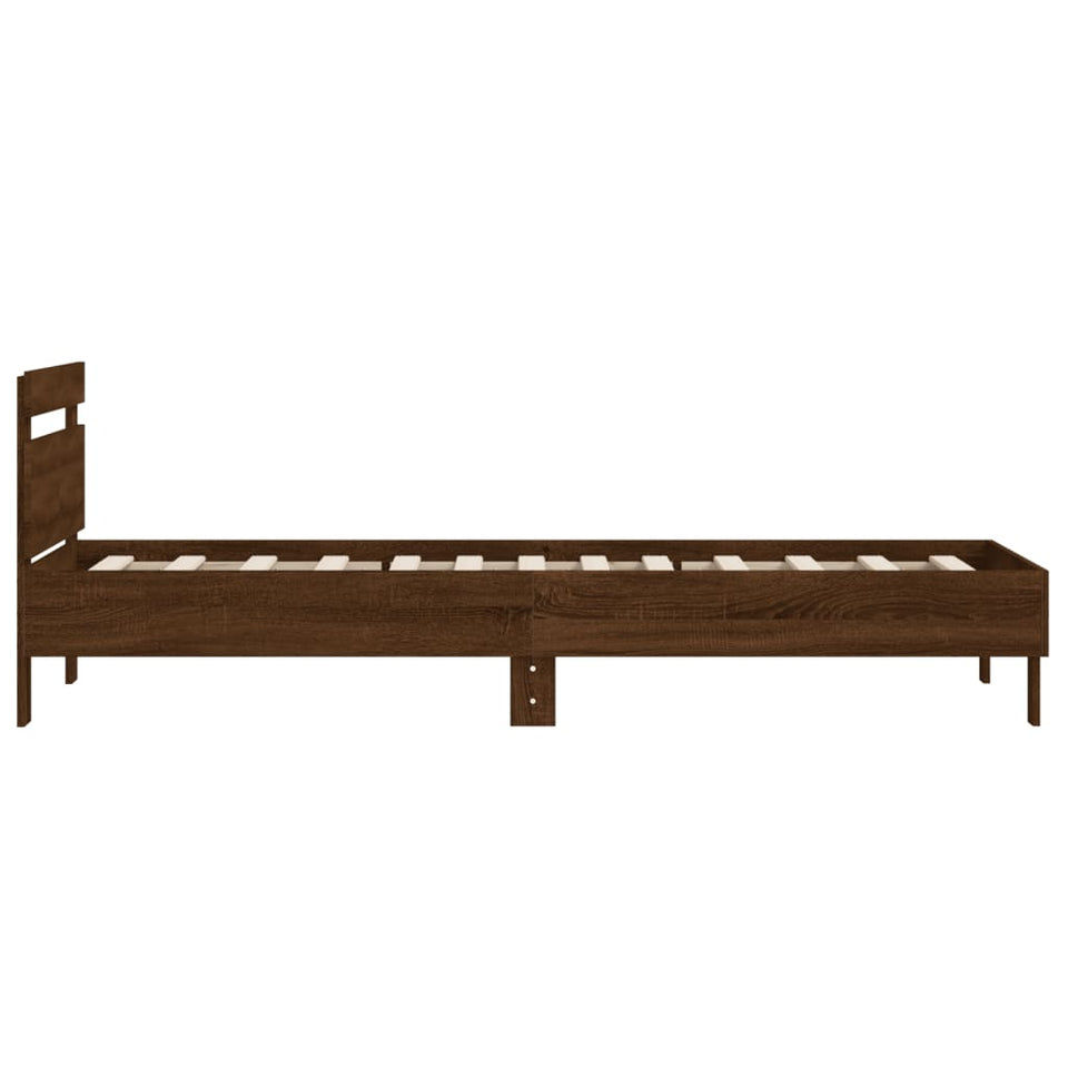 Bed Frame with Headboard Brown Oak 100x200 cm Engineered wood