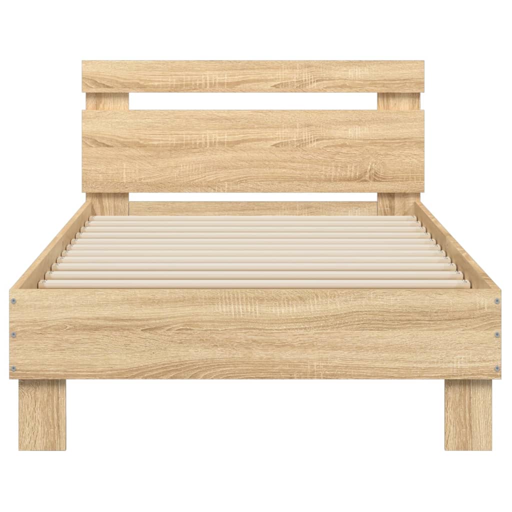 Bed Frame without Mattress with Headboard Sonoma Oak 90x200 cm