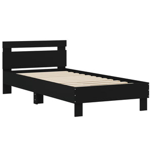 Bed Frame with Headboard Black 90x190 cm Single Engineered wood