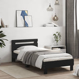 Bed Frame with Headboard Black 90x190 cm Single Engineered wood