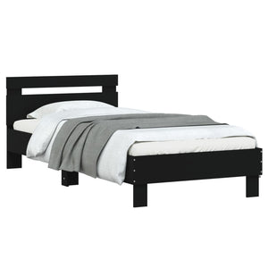 Bed Frame with Headboard Black 90x190 cm Single Engineered wood