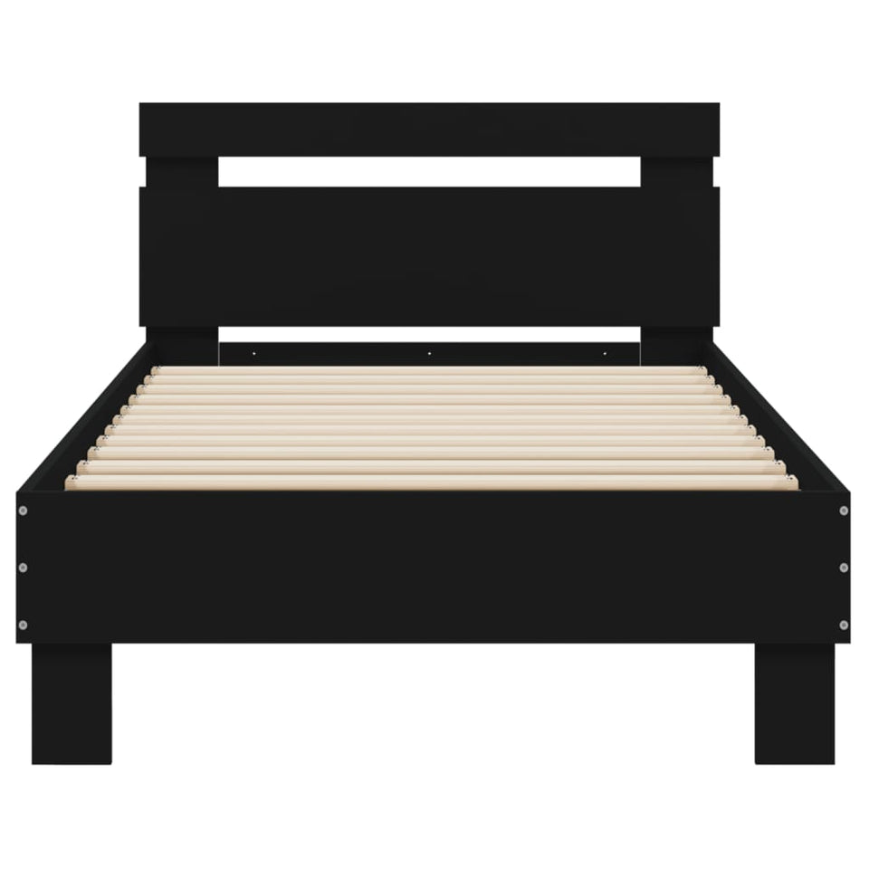 Bed Frame with Headboard Black 90x190 cm Single Engineered wood