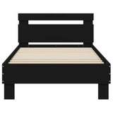 Bed Frame with Headboard Black 90x190 cm Single Engineered wood