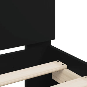 Bed Frame with Headboard Black 90x190 cm Single Engineered wood