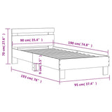 Bed Frame with Headboard Black 90x190 cm Single Engineered wood